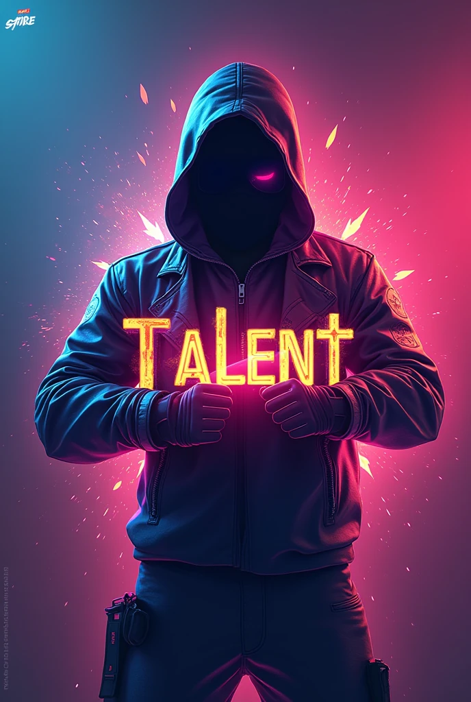 Create a free fire logo with the phrase "talent" in the middle of the image