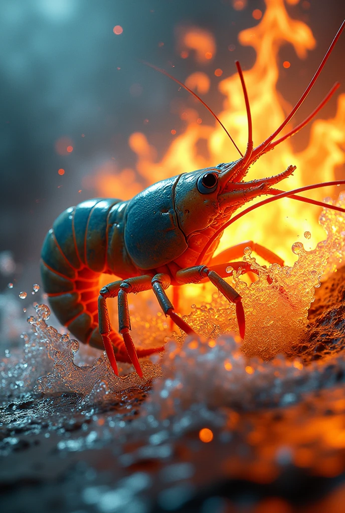 Creates an image of a pistol shrimp burning the water around it with one of its shots