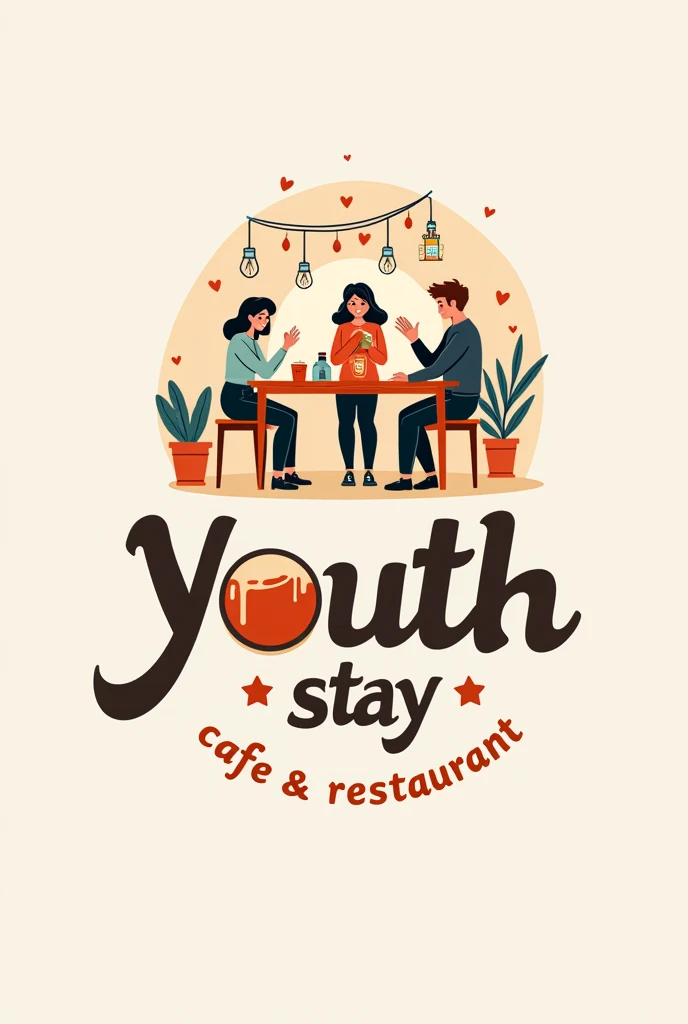 Design a logo for a fictional company called Cafe and Restaurant "Youth Stay"