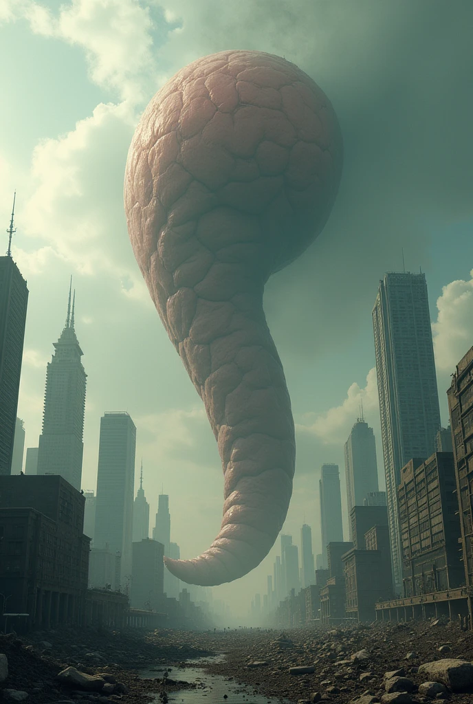 Giant penis destroying a city