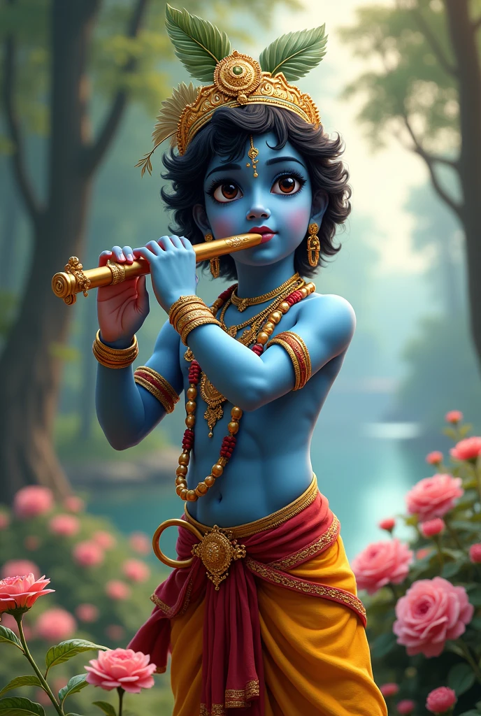 Krishna image with bansuri
