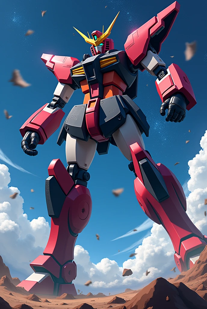 Black, Light Red, Yellow Pink Red, anime, Giant Robot, fluid, Junmin, Beast, Beast, Fighting, heroic, Thin legs, Super robot full body image, Fighting with the enemy, Simple Background,universe,