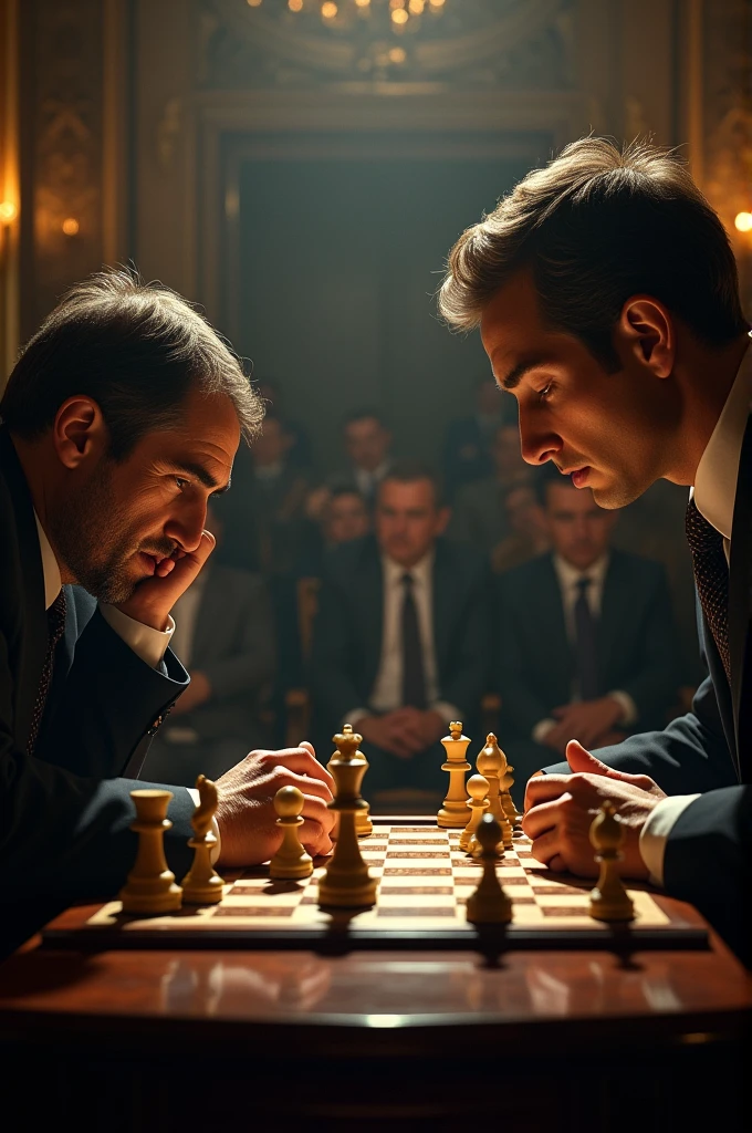 Bobby Fischer playing chess against Garry Kasparov at the World Championship