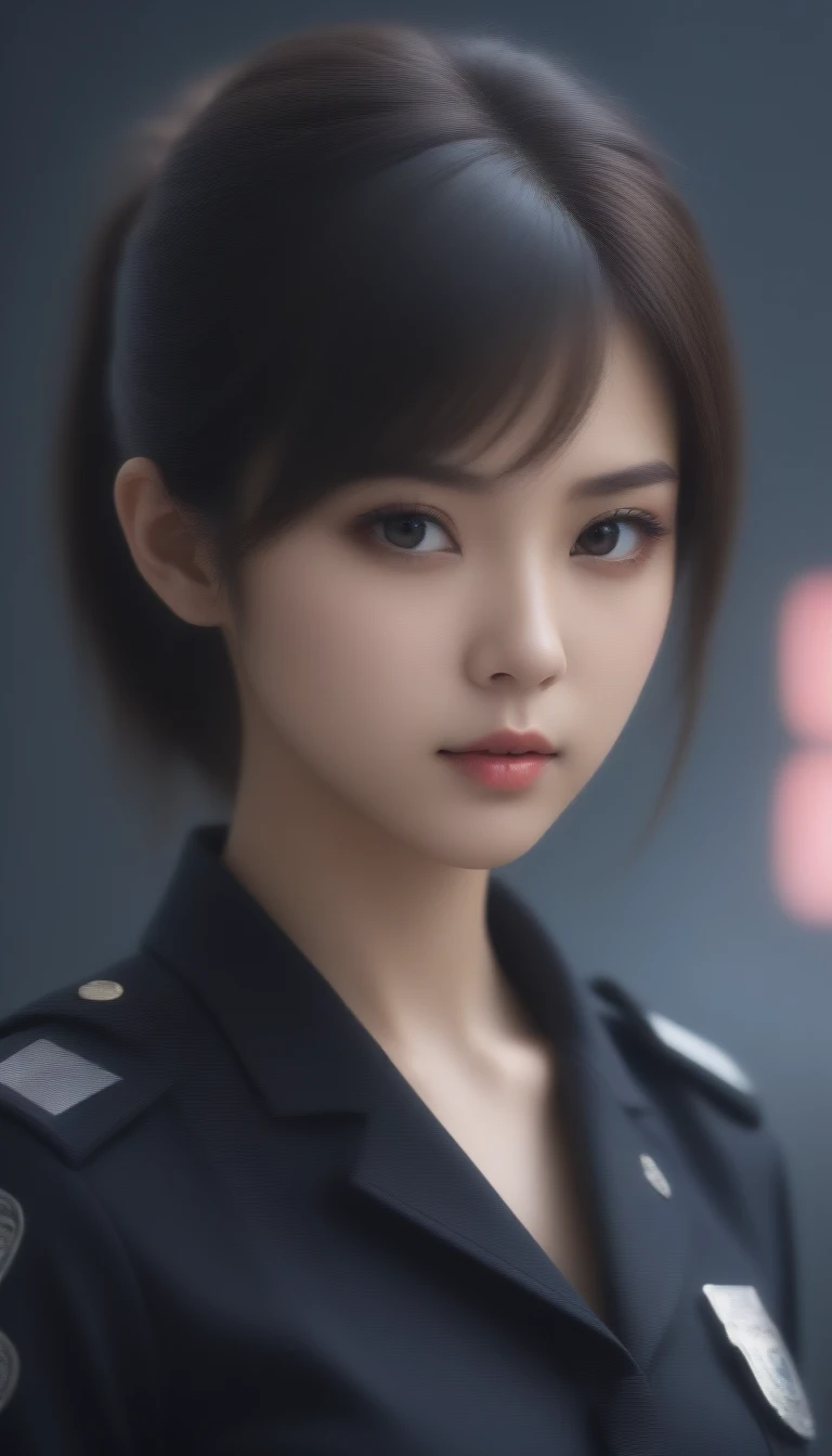 8k, Ultra-high resolution, Highest quality, masterpiece, 三分割法によるphotograph,Surreal, photograph, 1 , (:1.3), cute, cute顔, 細部までBeautiful Eyes, 細かくdetailedに,masterpiece,One Girl:1.2,Japanese women,Policewoman,upper body,glaring,Black short hair,Ponytail,ID photo,(Police officer of the future:1.3),cyber punk,Future City,white collar,((Fusion of humans and androids))(Beautiful attention to detail),Subtle details, detailedな顔,anger,Attractive eyes,(ポートレートphotograph:1.4),(Photorealistic images:1.4),Fantasy art,(Beautiful Face:1.4),美しくAttractive eyes、Beautiful Eyes,Silver residue,(Tight waist:1.4)、(Beautiful with perfect body proportions:1.4),Pink Lips,profile,(((Ideal body type))),A-cup small breasts :2,、Portraiture:2、Perfect Anatomy、鮮明なdetailed、detailed,Fashion magazine cover,Thin lips,完璧でBeautiful Face ,完璧でcute顔, Skin with attention to detail, Perfect limbs、Narrow waist,Surreal,Light and shadow,spotlight