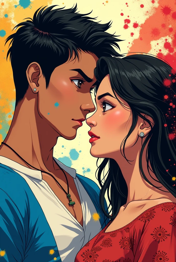 GUATEMALA MAN AND ECUATORIAN GIRL WITH FLAGS as a anime character for a profile picture