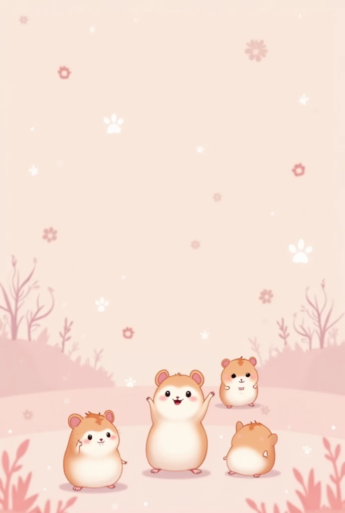 kawaii wallpaper drawing tiny hamsters baby pink background