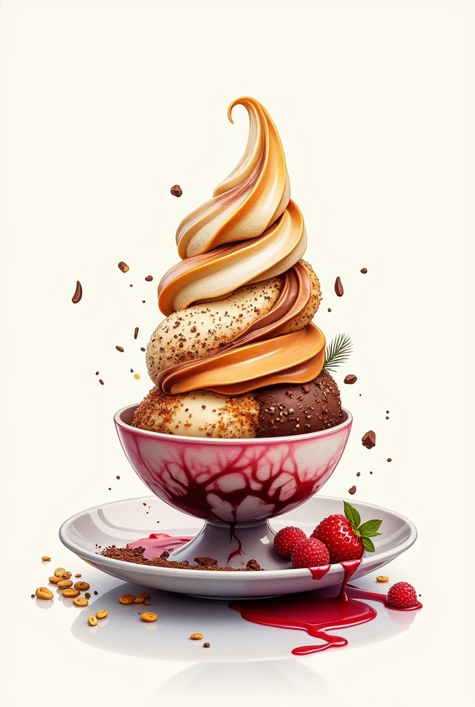 Gourmet ice cream drawing of