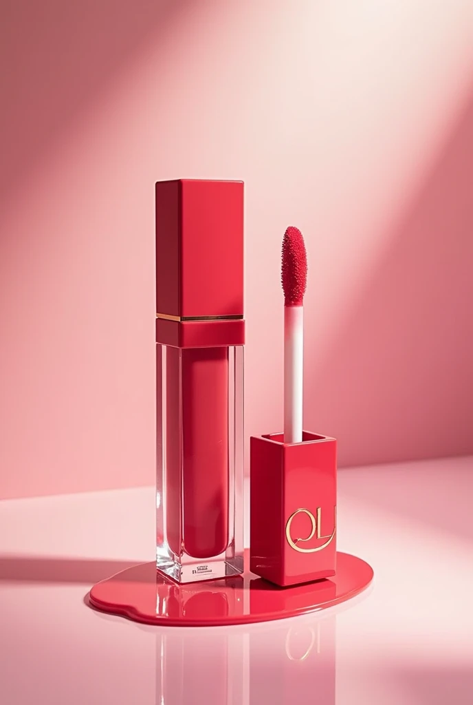 make a photoshoot of lipgloss with a cosesmè beauty logo in it