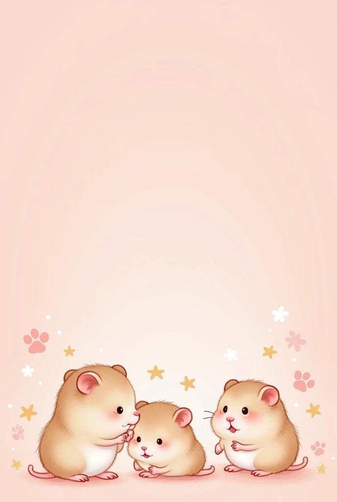 kawaii wallpaper drawing tiny hamsters baby pink background