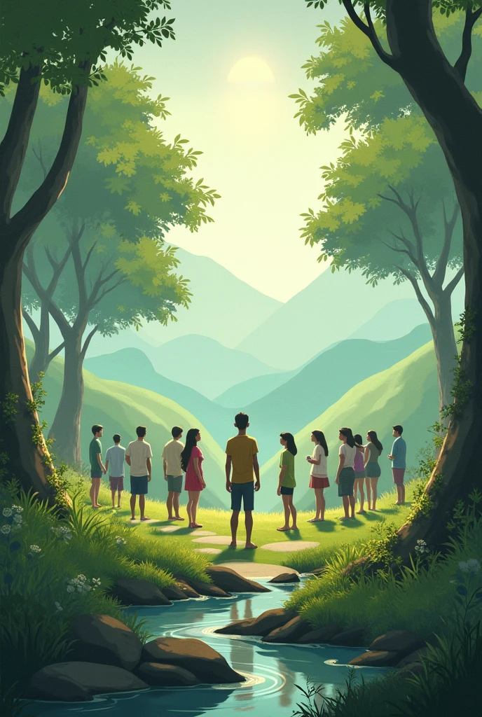 person in nature with other people