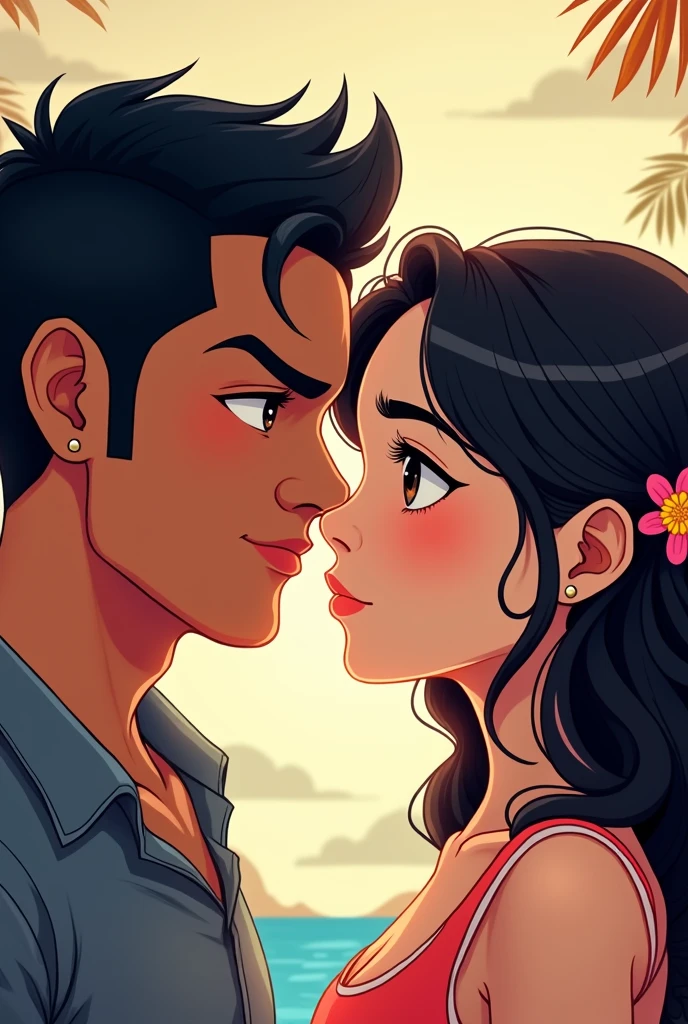 GUATEMALAN MAN AND ECUATORIAN GIRL as a anime charactEr for a profile picture