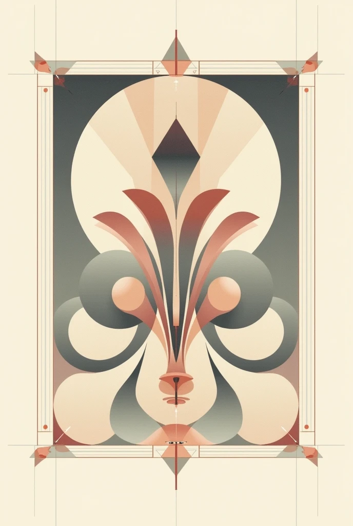 ornament in square  based on flat geometric figures using the basic laws of composition