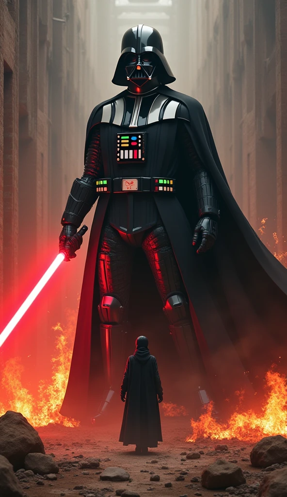 Darth Vader (Use force:1.7), Guweiz style art work, (There's fire everywhere:1.4), With Tarot Cards, Terracotta, Beauty Filter, human fighter, surrender, best quality, masterpiece, very detailed, degree of freedom, Artistic lighting, rim light, best quality, (masterpiece), (very detailed), crazy details, best quality, masterpiece, very detailed, degree of freedom, Artistic lighting, rim light, star wars theme
