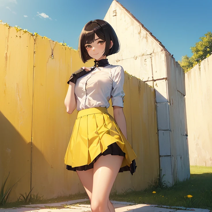 (Masterpiece), (High Resolution), (Best Quality), (Anatomically Correct), (High Details), (HD), (High Quality), (character solo, alone), (fantasy), (anime style)
{{(1character:50 years old lady milf:((black shoulder-length hair bob-cut),(pale skin),(brown eyes),(sharp nose),(black thick eyebrows),(very thin lips),(nice feminine body),(beautiful body),(beautiful hips,big breasts),(beautiful legs),(beautiful arms),(delicated featurs),(beauty and feminity),(sweet demeanor,(motherly personality)),((white shirt),(red office skirt),pink pantyhoses),(black heeled shoes),((sweet expression and sweet smile),(cheerful pose),(standing patient and calm)),((stadium backyard), (sunny day),(light-blue sky),(simple background),(yellow backyard's walls),(spring season),(very few people there)))}}