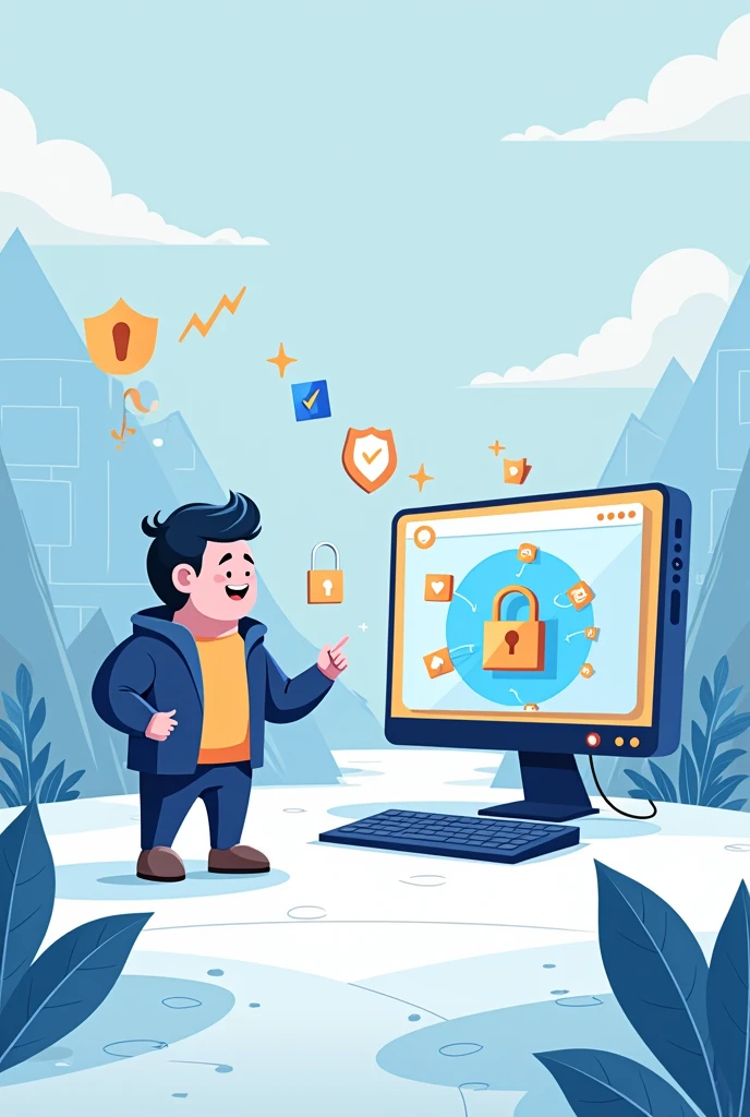 Easy animated drawing about digital security involving a phone and computer