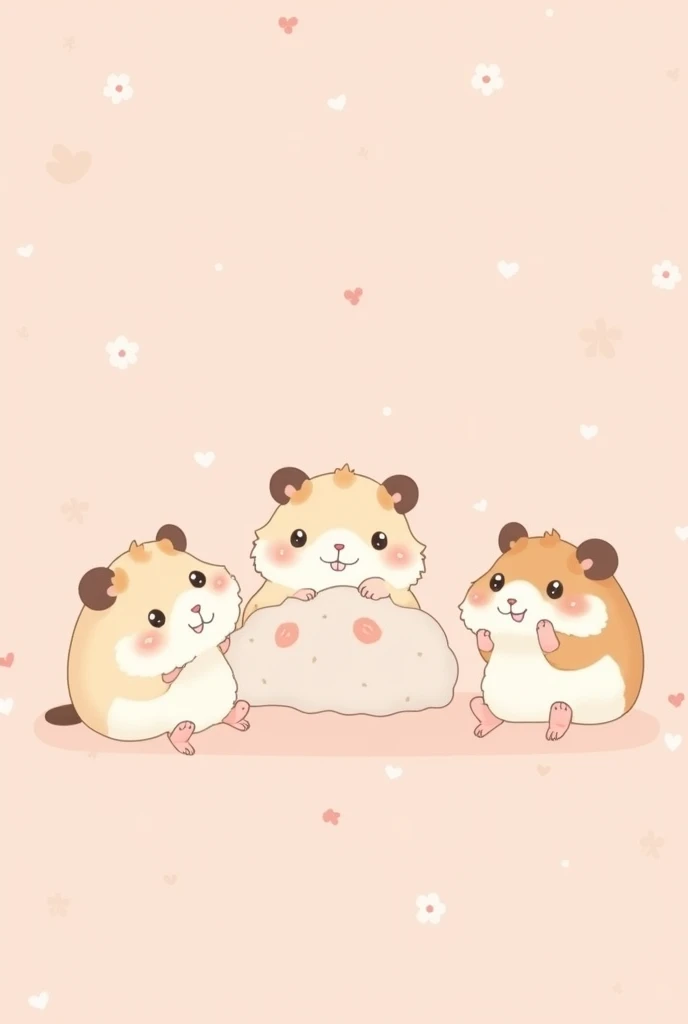 kawaii wallpaper drawing hamsters baby pink background