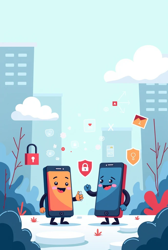Easy animated drawing about digital security involving a phone and computer