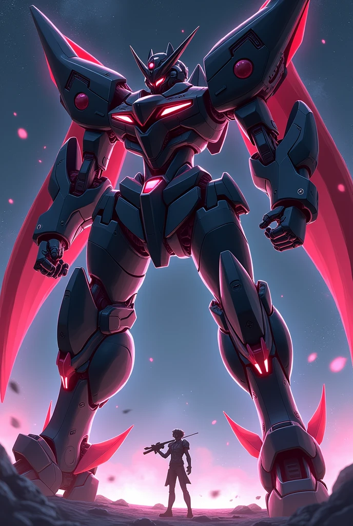Black, Light red, Pink Red, anime, Giant Robot, Curved, fluid, Junmin, Beast, Fighting, heroic, Thin legs, Super robot full body image, Fighting with the enemy, Simple Background,universe, 