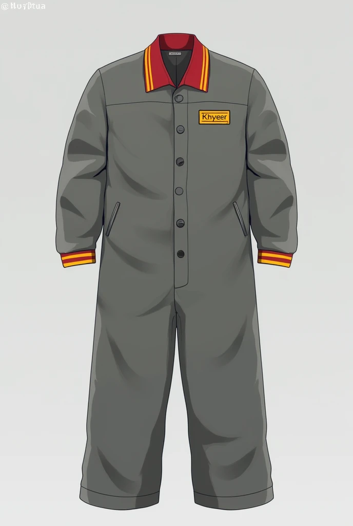 Simple cotton grey uniform with tag of khyber and collar color of red and yellow