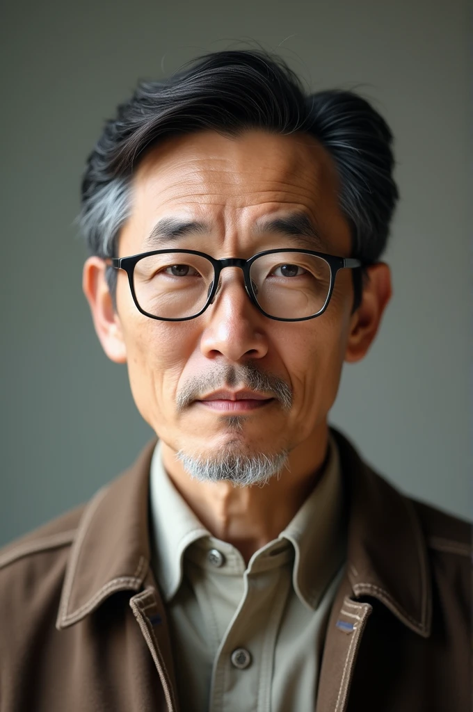 ID photo of a Korean man in his 50s wearing glasses
