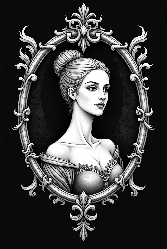 head ballet girl heraldic symbol on medieval stock vector using black as the background color and white