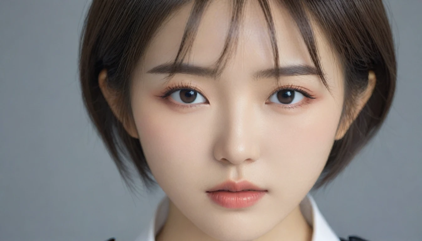8k, Ultra-high resolution, Highest quality, masterpiece, 三分割法によるphotograph,Surreal, photograph, 1 , (:1.3), cute, cute顔, 細部までBeautiful Eyes, 細かくdetailedに,masterpiece,One Girl:1.2,Japanese women,Policewoman,close up,glaring,Black short hair,Bowl cut,ID photo,(Police officer of the future:1.3),cyber punk,Future City,white collar,((Fusion of humans and androids))(Beautiful attention to detail),Subtle details, detailedな顔,anger,Attractive eyes,(ポートレートphotograph:1.4),(Photorealistic images:1.4),Fantasy art,(Beautiful Face:1.4),美しくAttractive eyes、Beautiful Eyes,Silver residue,(Tight waist:1.4)、(Beautiful with perfect body proportions:1.4),Pink Lips,profile,(((Ideal body type))),A-cup small breasts :2,、Portraiture:2、Perfect Anatomy、鮮明なdetailed、detailed,Fashion magazine cover,Thin lips,完璧でBeautiful Face ,完璧でcute顔, Skin with attention to detail, Perfect limbs、Narrow waist,Surreal,Light and shadow,spotlight