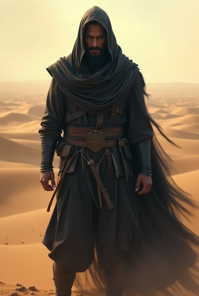 Persian warrior of the desert face covered dark clothes wrath