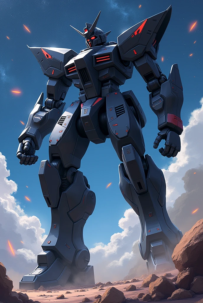 Black, anime, Giant Robot, Curved, fluid, Junmin, Beast, Fighting, heroic, Thin legs, Super robot full body image, Simple Background,universe,