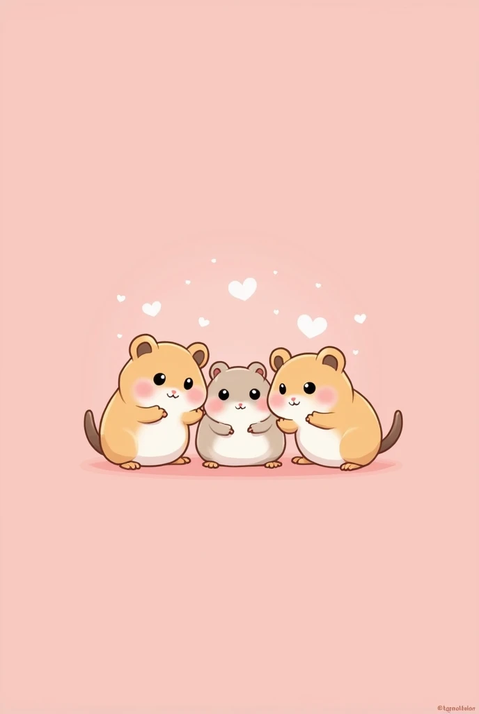kawaii tiny hamsters wallpaper baby pink background
