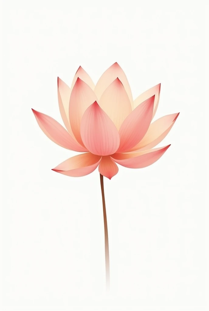 Create a flower with a subtle and minimalist design, warm colors and can be in pink tones, WITH WHITE BACKGROUND, make it without stem, that is open and seen from above, that has a design similar to a sakura or lotus flower and is not realistic