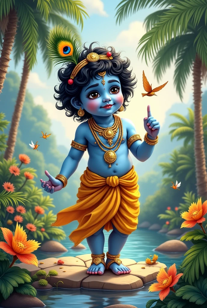 Cerate a image of little Krishna