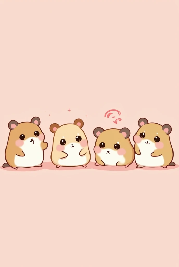 kawaii tiny hamsters wallpaper baby pink background