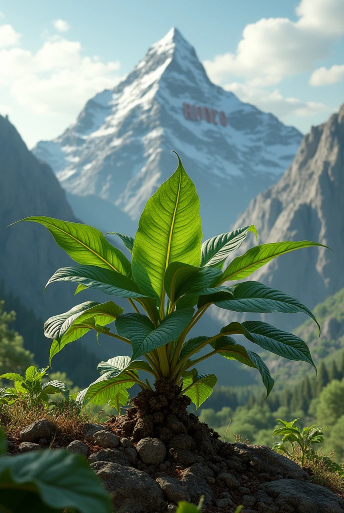 A tobacco and in the background there is a mountain that says rioco