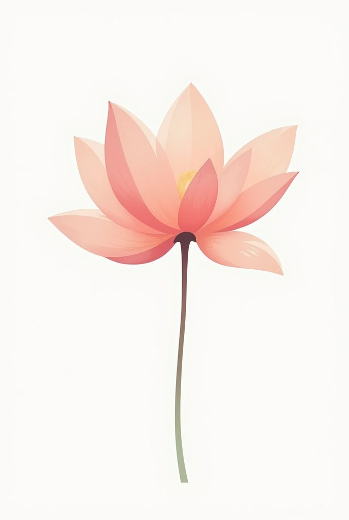 Create a flower with a subtle and minimalist design, warm colors and can be in pink tones, WITH WHITE BACKGROUND, make it without stem, that is open and seen from above, that has a design similar to a sakura or lotus flower and is not realistic