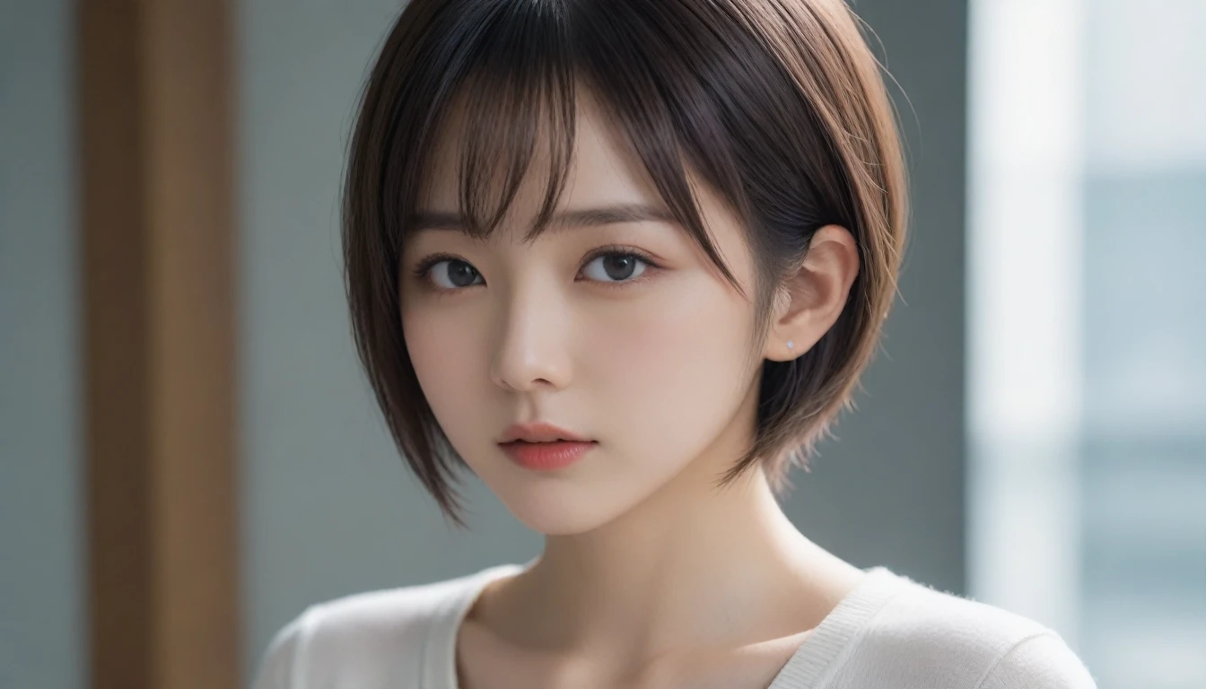 8k, Ultra-high resolution, Highest quality, masterpiece, 三分割法によるphotograph,Surreal, photograph, 1 , (:1.3), cute, cute顔, 細部までBeautiful Eyes, 細かくdetailedに,masterpiece,One Girl:1.2,Japanese women,Policewoman,close up,glaring,Black short hair,Bowl cut,ID photo,(Police officer of the future:1.3),cyber punk,Future City,white collar,((Fusion of humans and androids))(Beautiful attention to detail),Subtle details, detailedな顔,anger,Attractive eyes,(ポートレートphotograph:1.4),(Photorealistic images:1.4),Fantasy art,(Beautiful Face:1.4),美しくAttractive eyes、Beautiful Eyes,Silver residue,(Tight waist:1.4)、(Beautiful with perfect body proportions:1.4),Pink Lips,profile,(((Ideal body type))),A-cup small breasts :2,、Portraiture:2、Perfect ???????、鮮明なdetailed、detailed,Fashion magazine cover,Thin lips,完璧でBeautiful Face ,完璧でcute顔, Skin with attention to detail, Perfect limbs、Narrow waist,Surreal,Light and shadow,spotlight