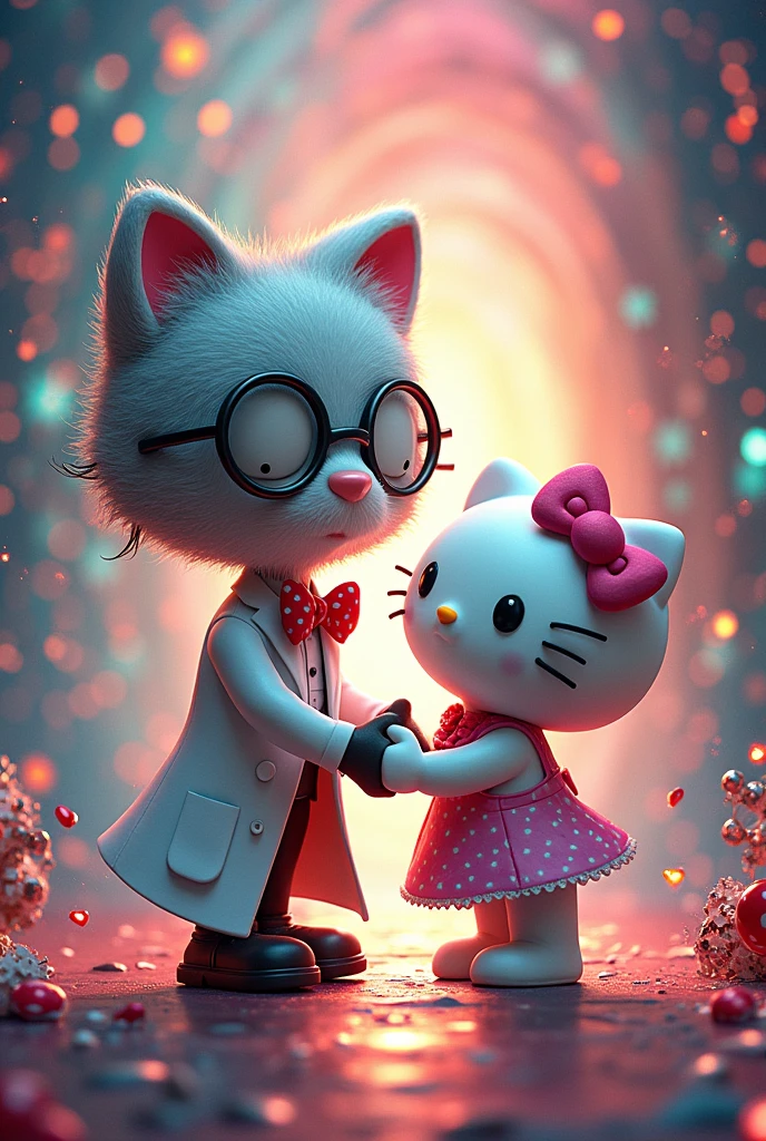 Dr. Drawing. Strange happy and hello kitty in love