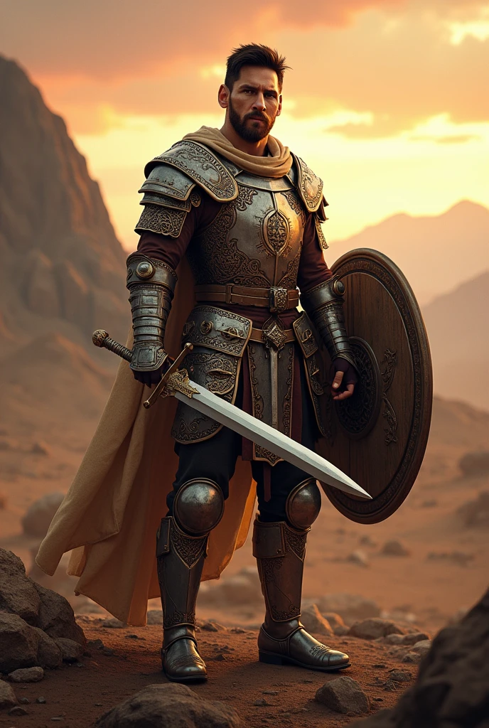 Messi as a warrior in the year 100