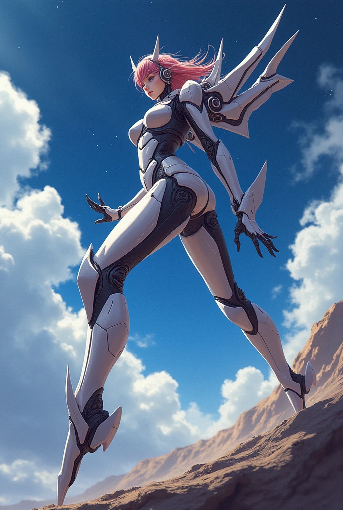 anime, Giant Robot, Curved, fluid, Junmin, Beast, Fighting, heroic, Thin legs, Full body image of a female super robot, Simple Background,universe,