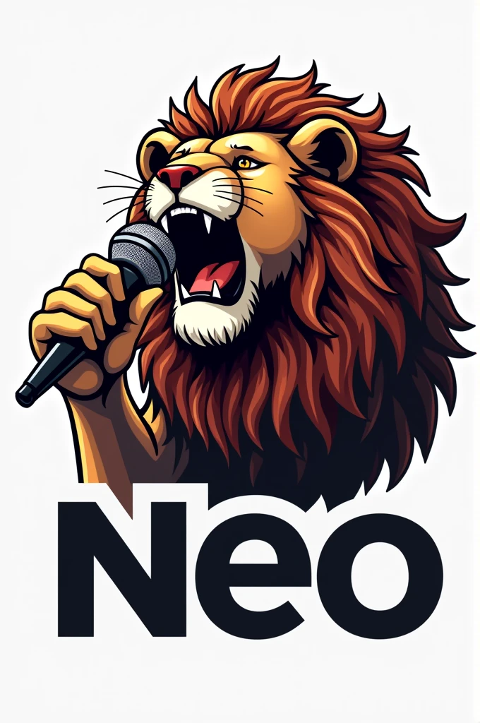 Create company logo need singing lion with mic company name is neo