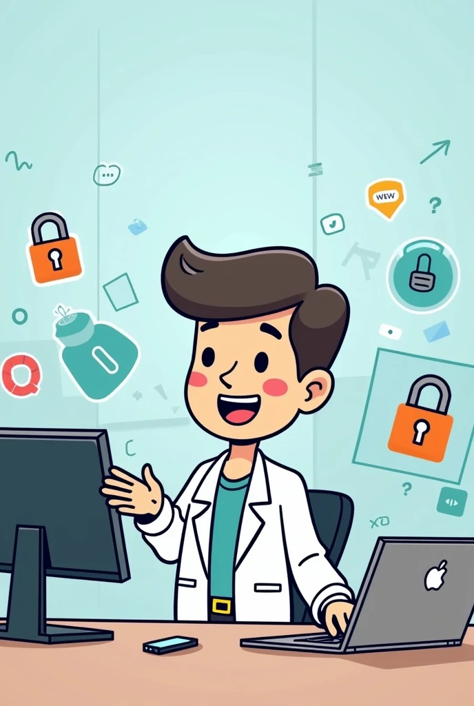 Easy animated drawing about digital security