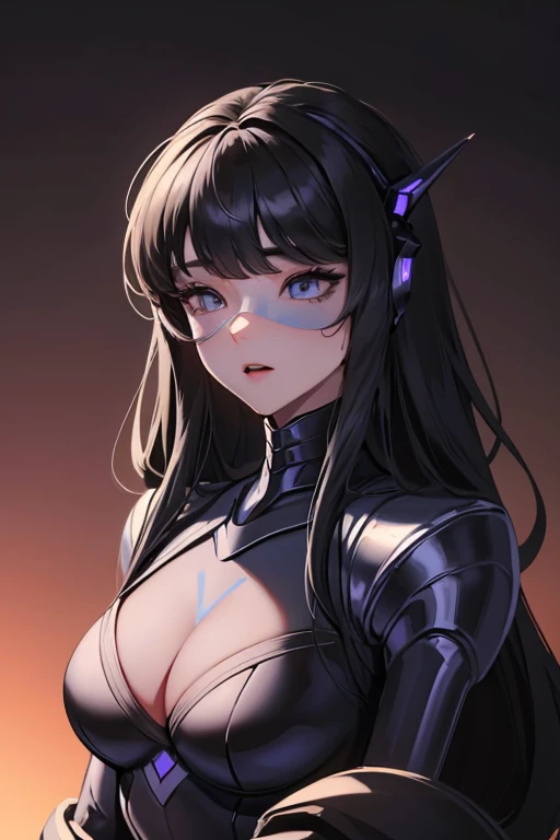 (masterpiece),(Highest quality),(Super detailed),(Best illustrations),(Best Shadow),(Absurd),(Detailed Background),(so beautiful), 16K, 8K, 4K,(Best Shadow),empty eyes,robotization,woman ,big bust,Robot Joint ,Metal skin,Black Suit,long hair,a black suit that covers the whole body