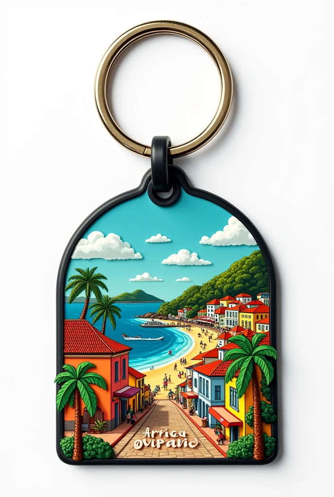 create art for rubber keychain focusing on the city of Piúma ES