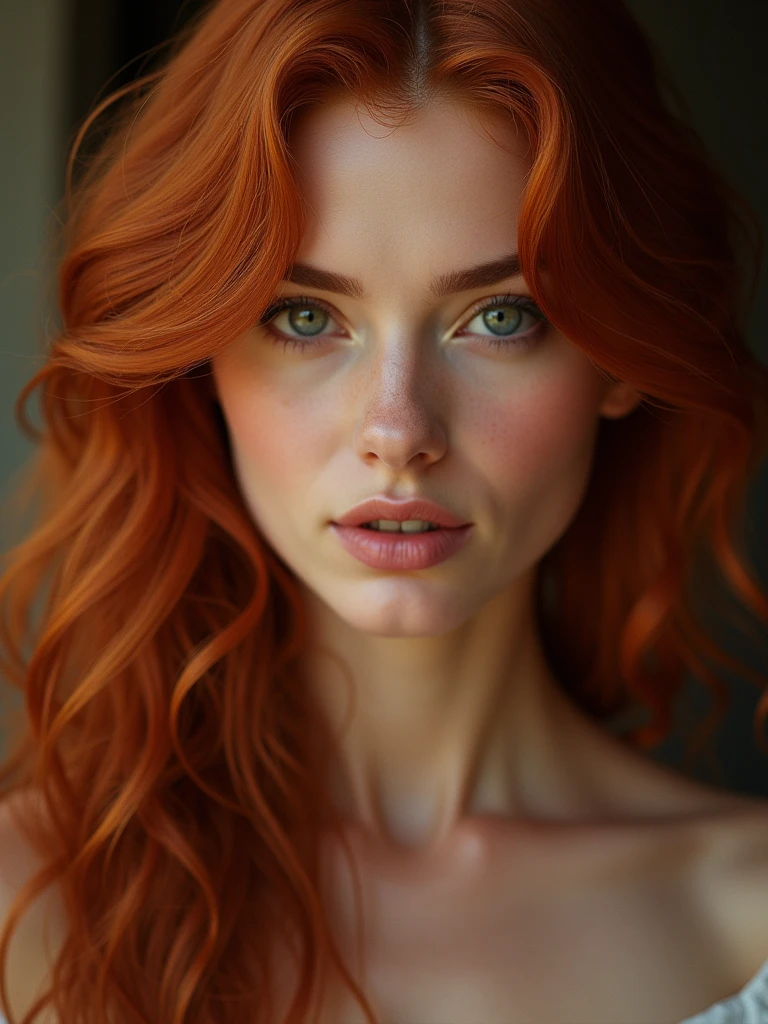((((photorealistic)))), photo of world's most beautiful and drop dead gorgeous redhead girl of all time, sexy pose, seductive facial expression, photorealistic, hyperrealism, ultra sharp, ultra focused, masterpiece, best quality, highres, UHD, depth of field, 4k, RTX, HDR, __hairstyles__, __expressions__, __camera_effects__, __camera_focus__, __lighting__