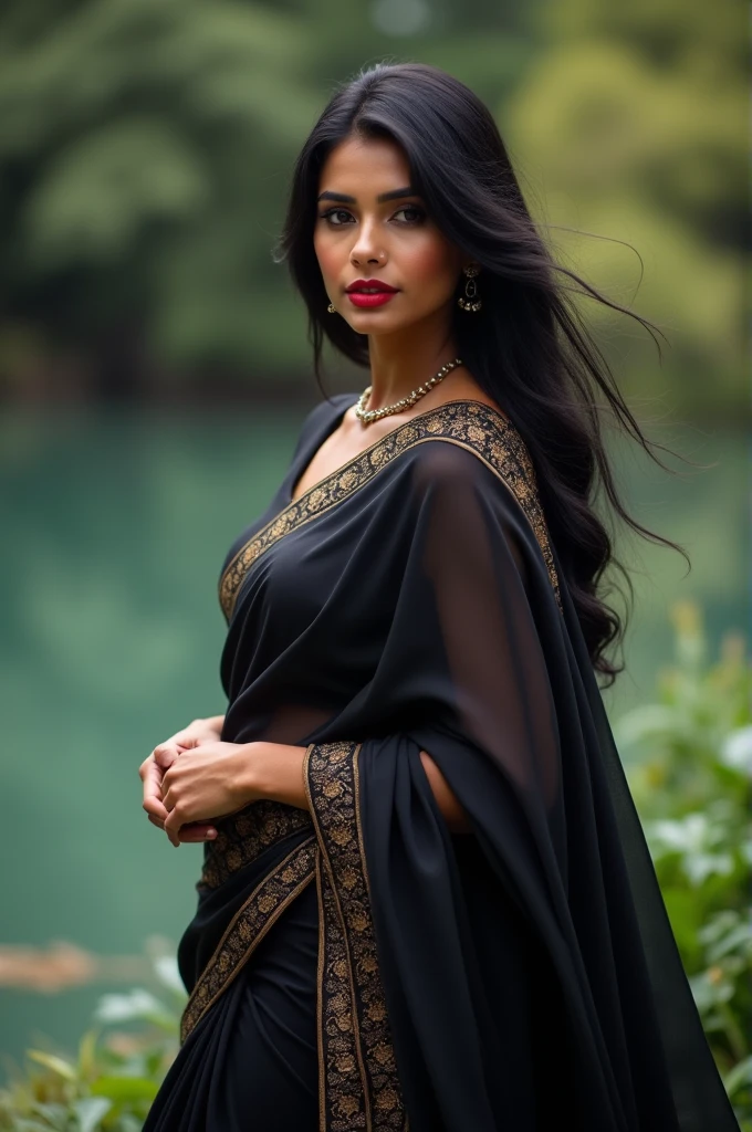 A beautiful indian girl in black saree