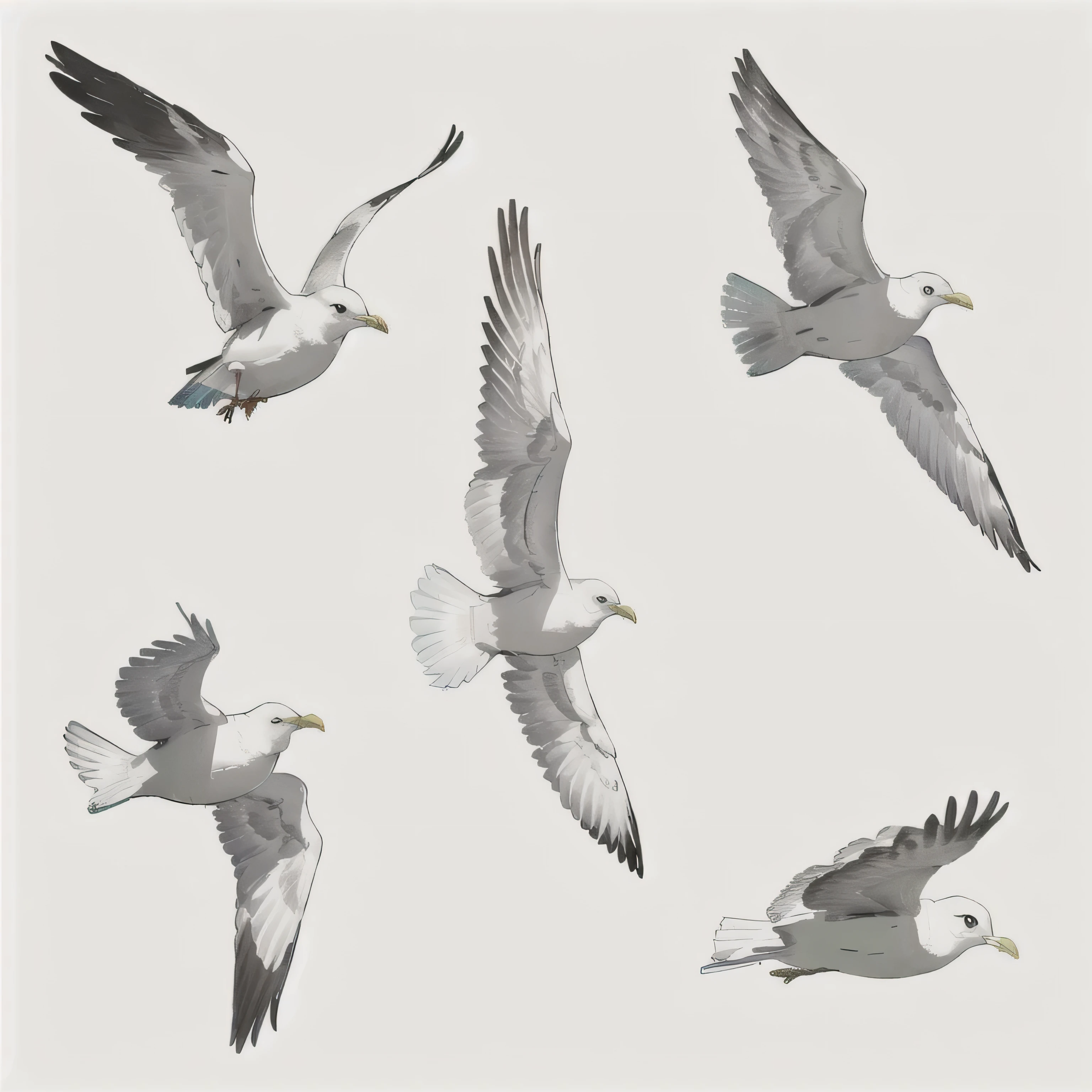 Seagull in cartoon style, drawing style.
