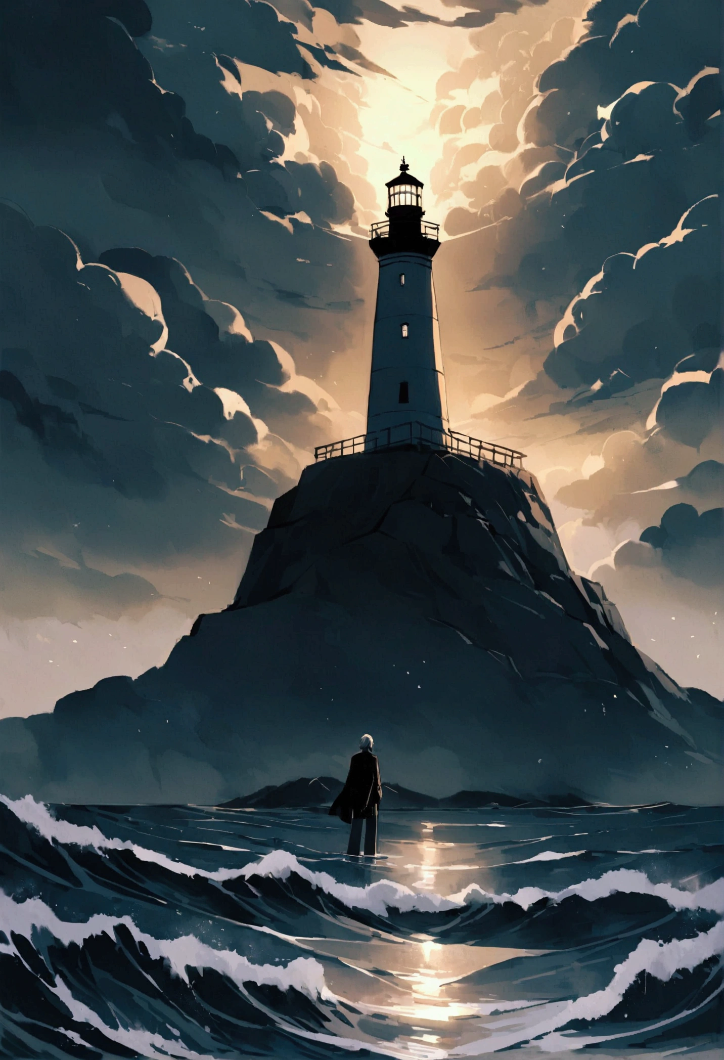 On a remote coast known as the Cliff of Silence, An ancient stone lighthouse stood, lonely and majestic. The lighthouse had been in operation for generations., guiding ships safely through the storms of the sea. Its only inhabitant was a young man named Elias., the lighthouse keeper.

