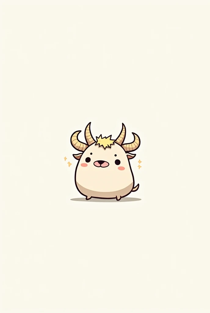 Draw a cute cartoon character, no color, no background, with horns.