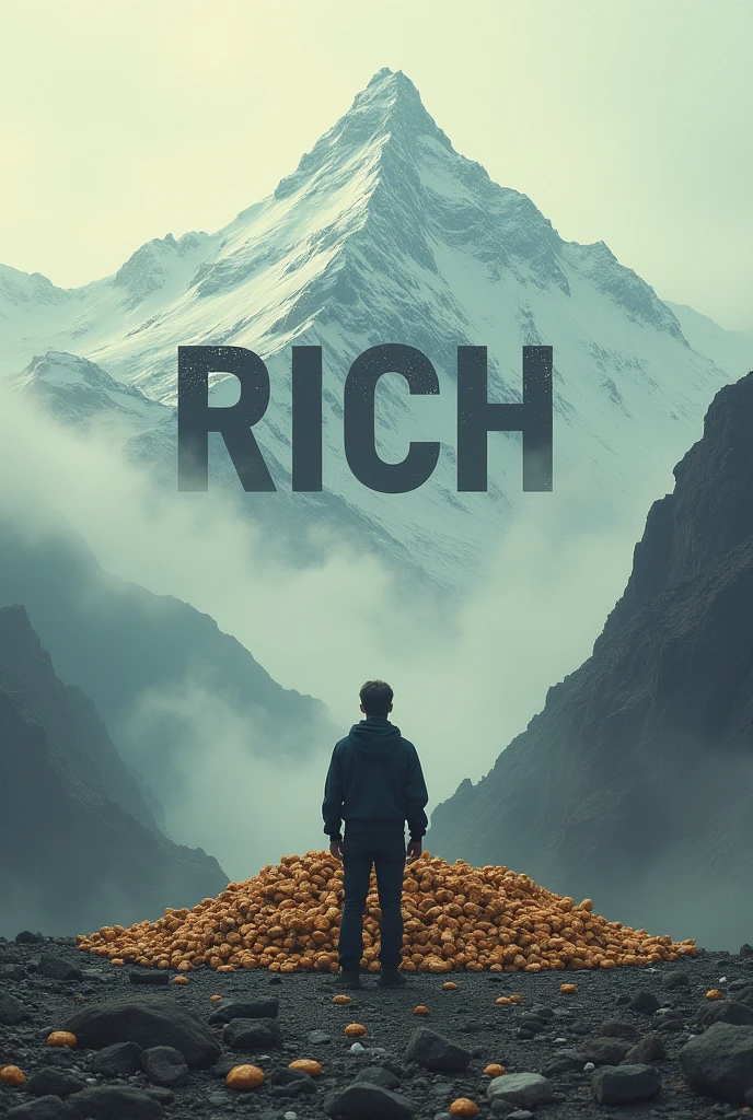 A tobacco and in the background there is a mountain that says rich with a man