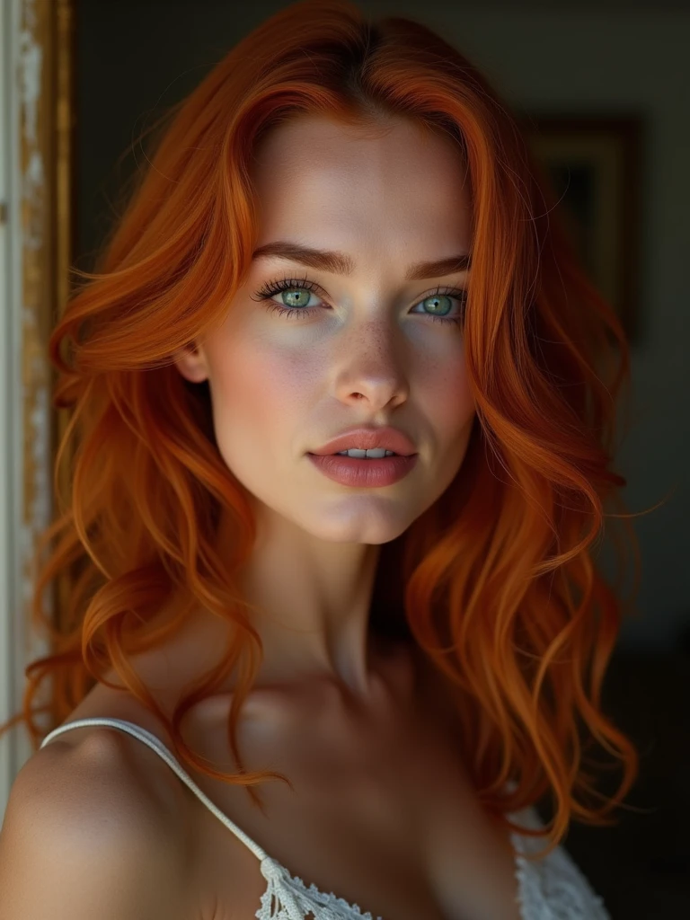 ((((photorealistic)))), photo of world's most beautiful and drop dead gorgeous redhead girl of all time, sexy pose, seductive facial expression, photorealistic, hyperrealism, ultra sharp, ultra focused, masterpiece, best quality, highres, UHD, depth of field, 4k, RTX, HDR, __hairstyles__, __expressions__, __camera_effects__, __camera_focus__, __lighting__