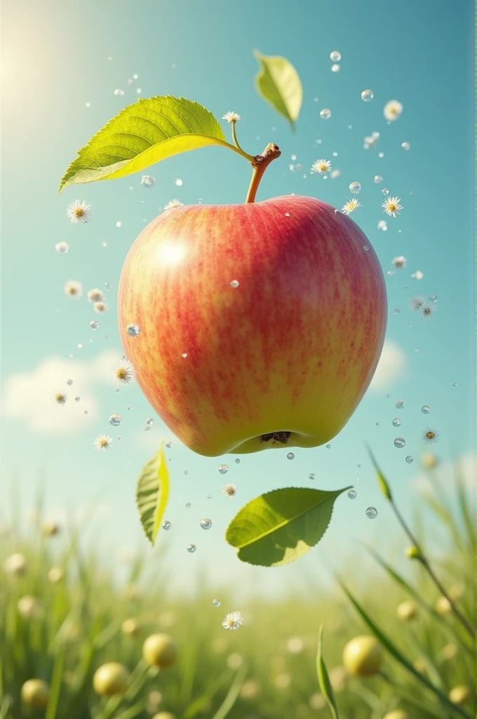 Apple falling from the sky and physical strengthApple falling from the sky and physical strength is a juice but with a juice box supporting or below.